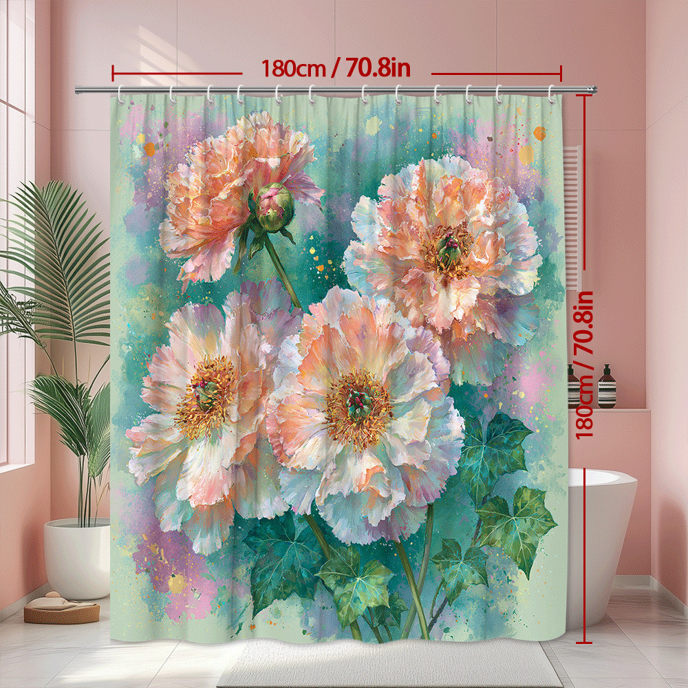 Custom Printed Bath Curtain — custom printed polyester bath curtain detail view