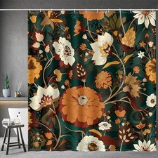 Boho Floral Shower Curtain - 72"W x 72"L (Pack of 1) Dark Green-boho Floral — custom printed polyester bath curtain