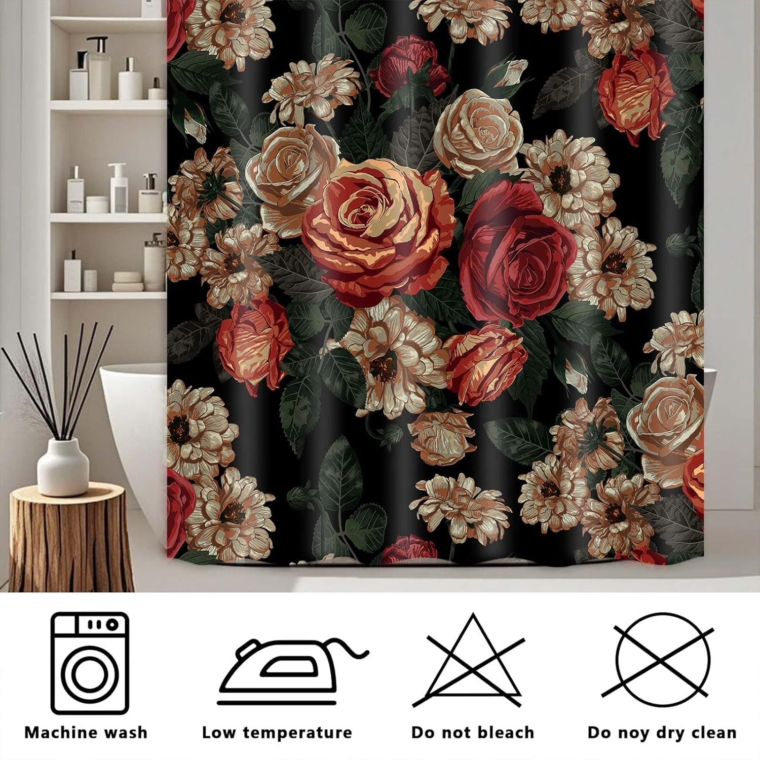 Custom Printed Bath Curtain — custom printed polyester bath curtain detail view