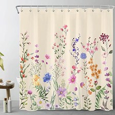 Farmhouse Floral Shower Curtain for Bathroom,Nature Colorful Wildflower and — custom printed polyester bath curtain