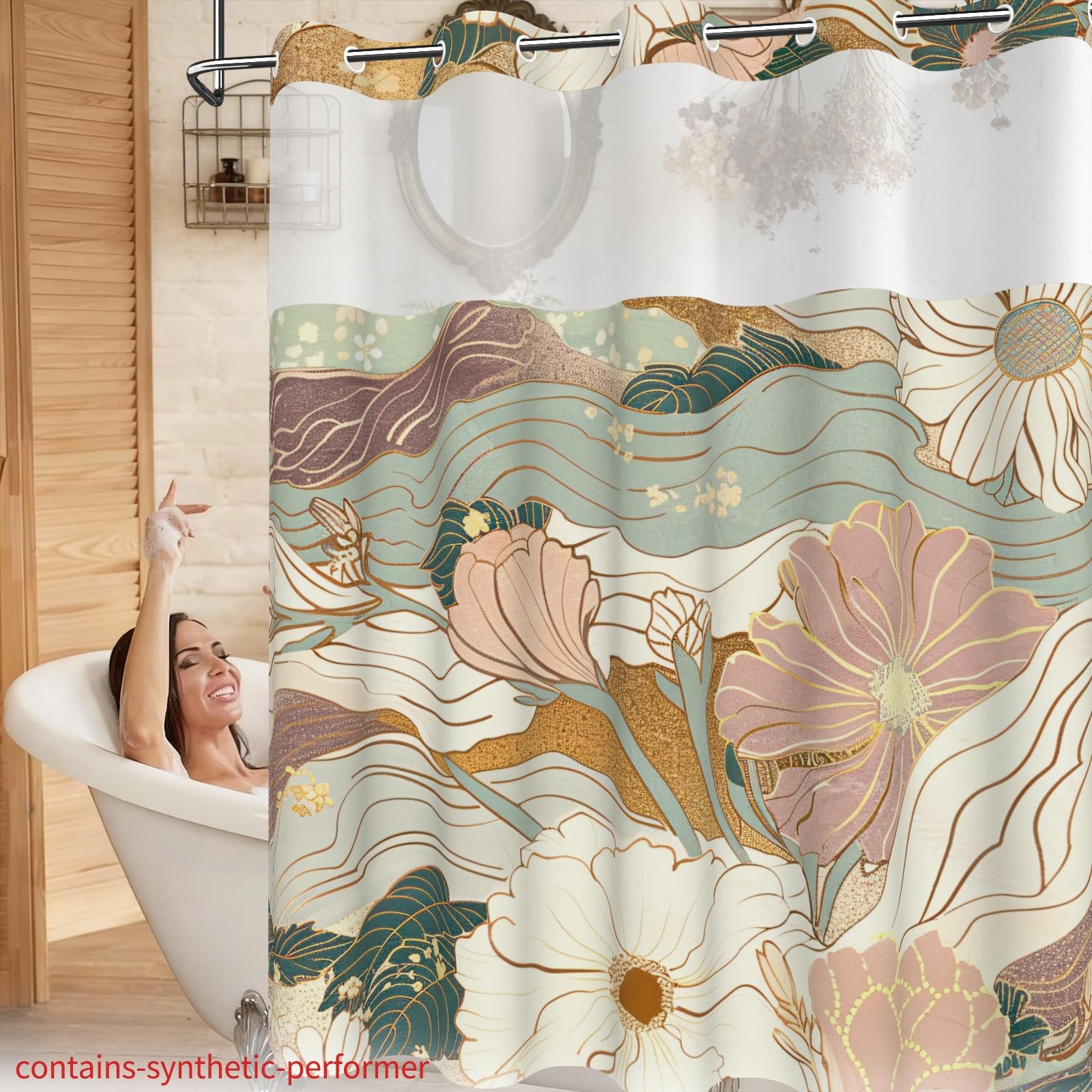 Custom Printed Bath Curtain — custom printed polyester bath curtain detail view