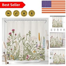 Elegant Wildflower Botanical Shower Curtain 72x72” - Waterproof Floral Decor — custom printed polyester bath curtain