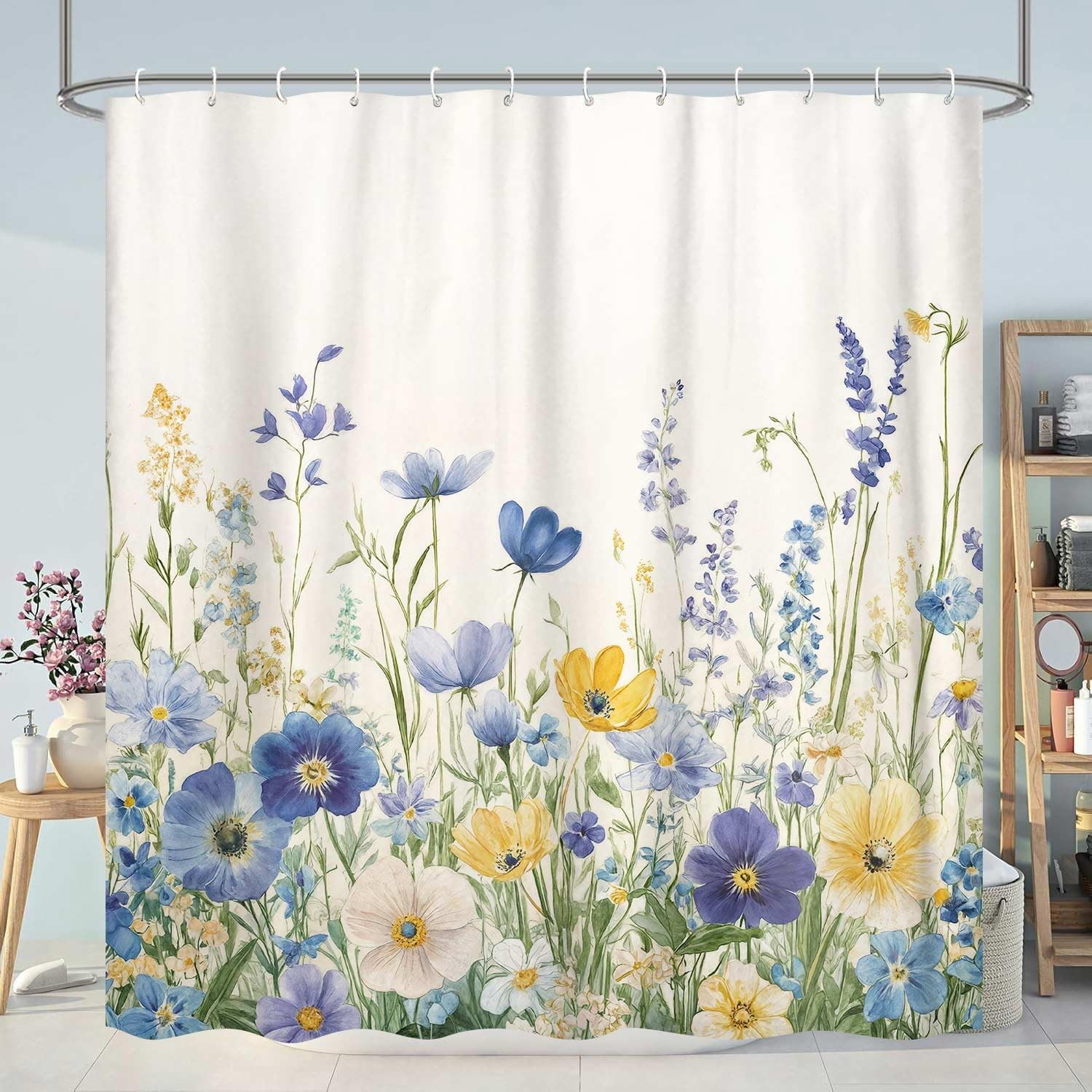 Custom Printed Bath Curtain — custom printed polyester bath curtain detail view