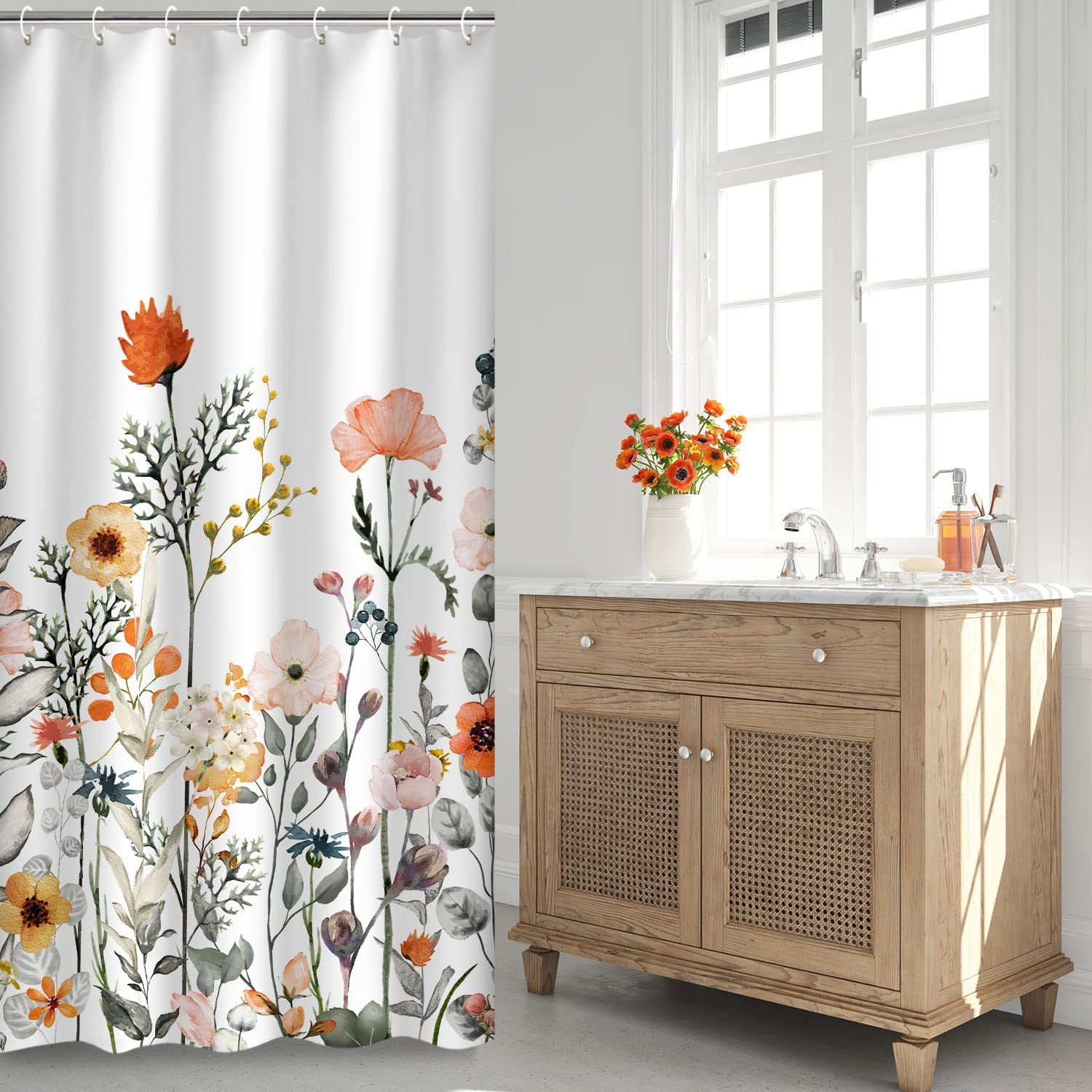 Custom Printed Bath Curtain — custom printed polyester bath curtain detail view