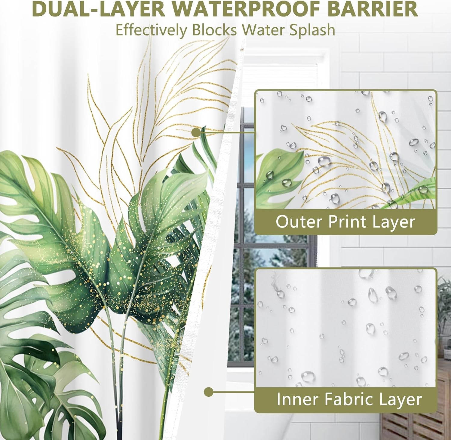 Custom Printed Bath Curtain — custom printed polyester bath curtain detail view