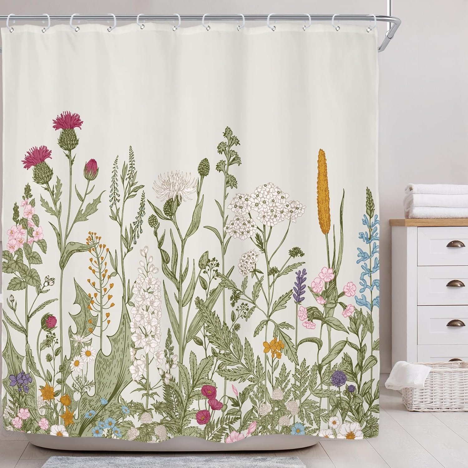 Custom Printed Bath Curtain — custom printed polyester bath curtain detail view