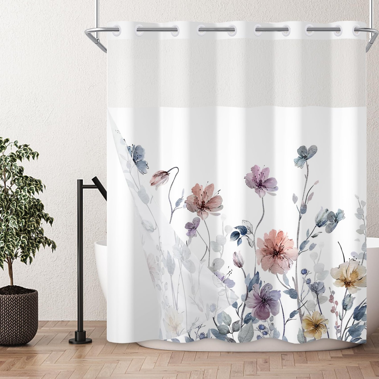 Custom Printed Bath Curtain — custom printed polyester bath curtain detail view