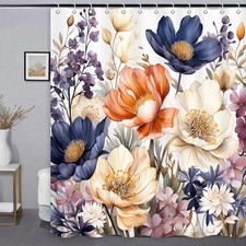 ICTEISOM Boho Floral Shower Curtain, Elegant 72"W x 72"L (Pack of 1), Ivory — custom printed polyester bath curtain