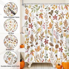 Fall Leaves Shower Curtain Autumn Bathroom Shower Curtain — custom printed polyester bath curtain