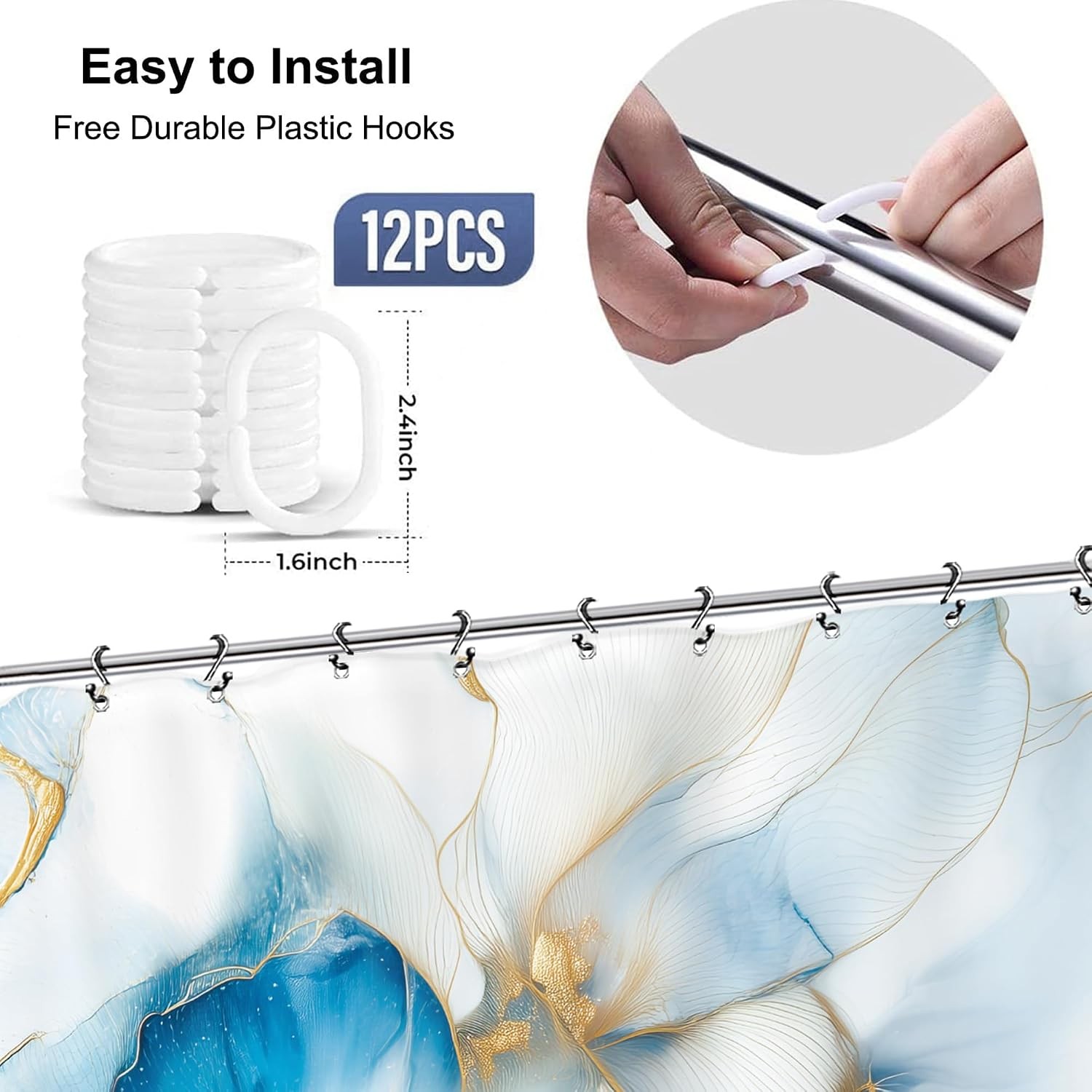 Custom Printed Bath Curtain — custom printed polyester bath curtain detail view