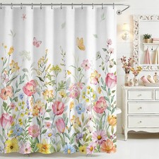 Mocsicka Pink Floral Shower Curtain for 72"W x 72"L (Pack of 1), Colorful — custom printed polyester bath curtain