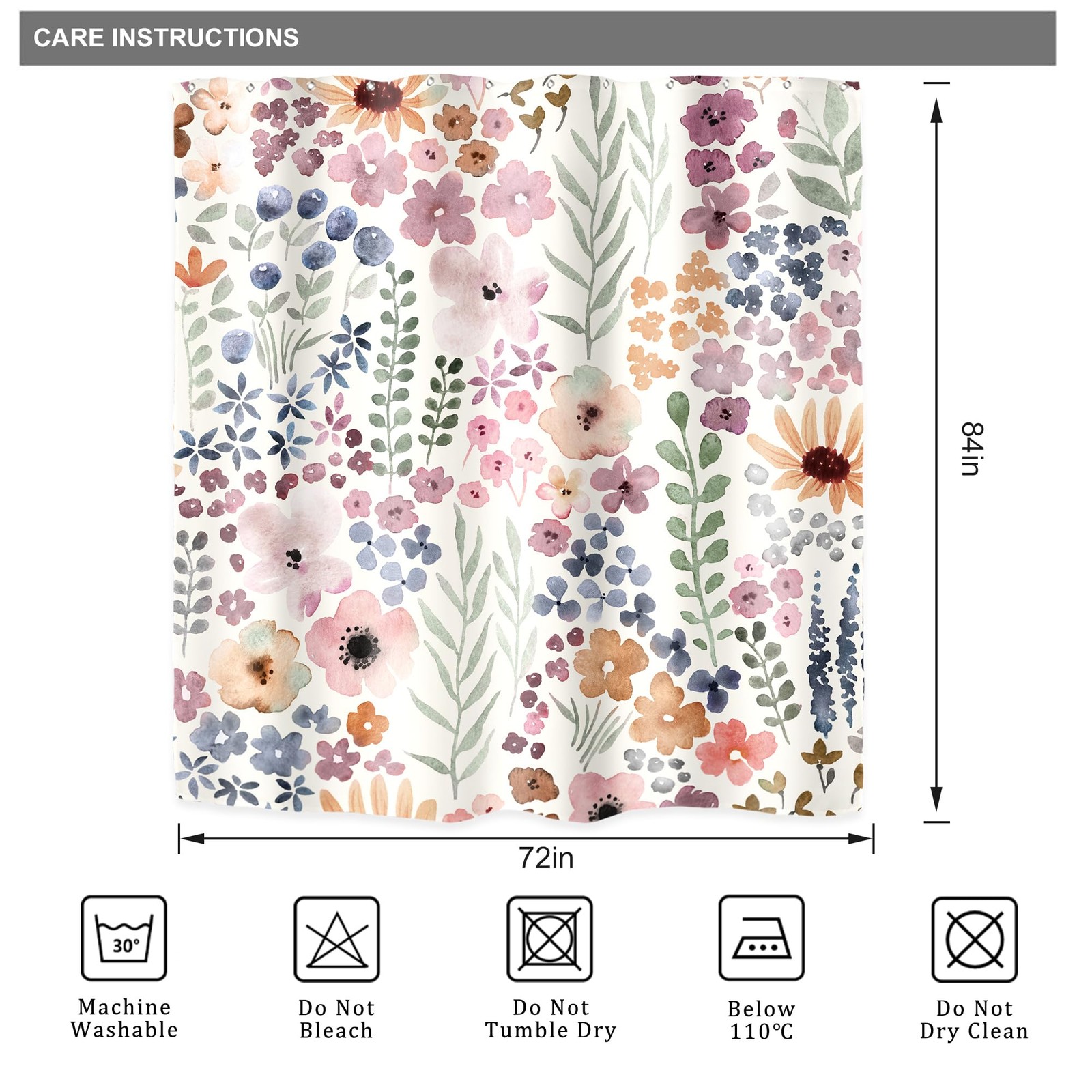 Custom Printed Bath Curtain — custom printed polyester bath curtain detail view