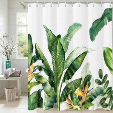 Shower Curtain Tropical Green Palm Plants Shower Curtains for Bathroom-Sage G — custom printed polyester bath curtain