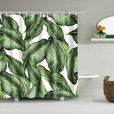 Green Plants Life Shower Curtain Waterproof Fabric Bath 12 Hooks Decor — custom printed polyester bath curtain