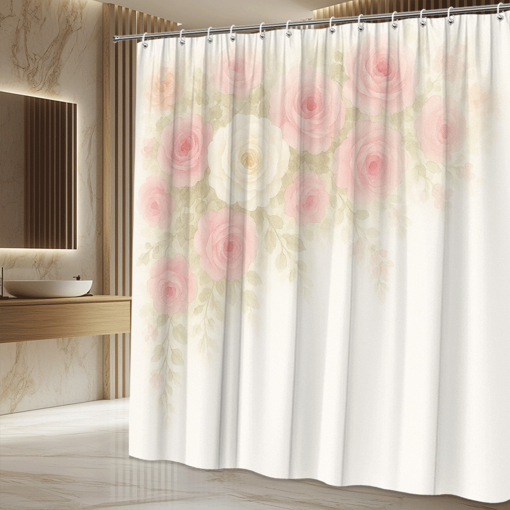 Custom Printed Bath Curtain — custom printed polyester bath curtain detail view