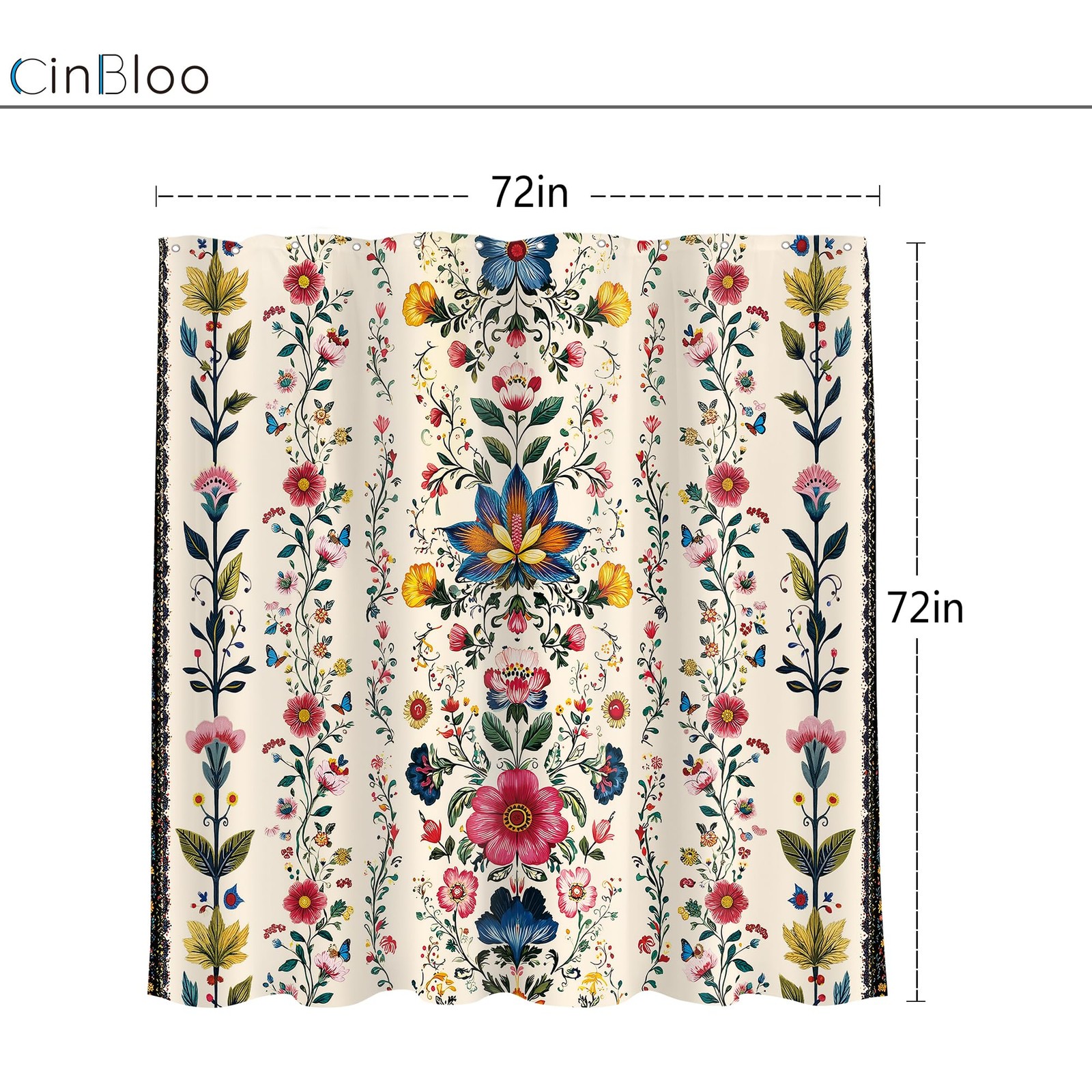 Custom Printed Bath Curtain — custom printed polyester bath curtain detail view