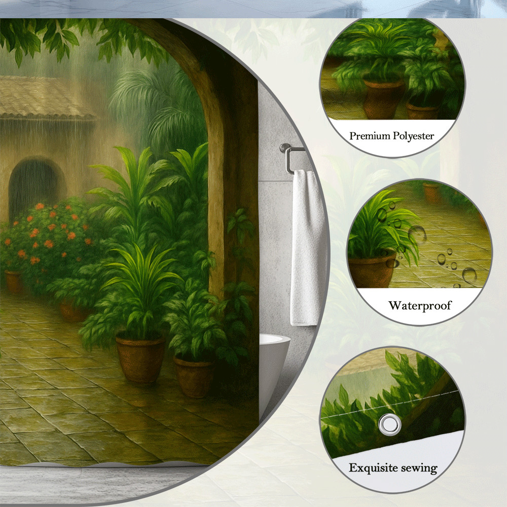 Custom Printed Bath Curtain — custom printed polyester bath curtain detail view