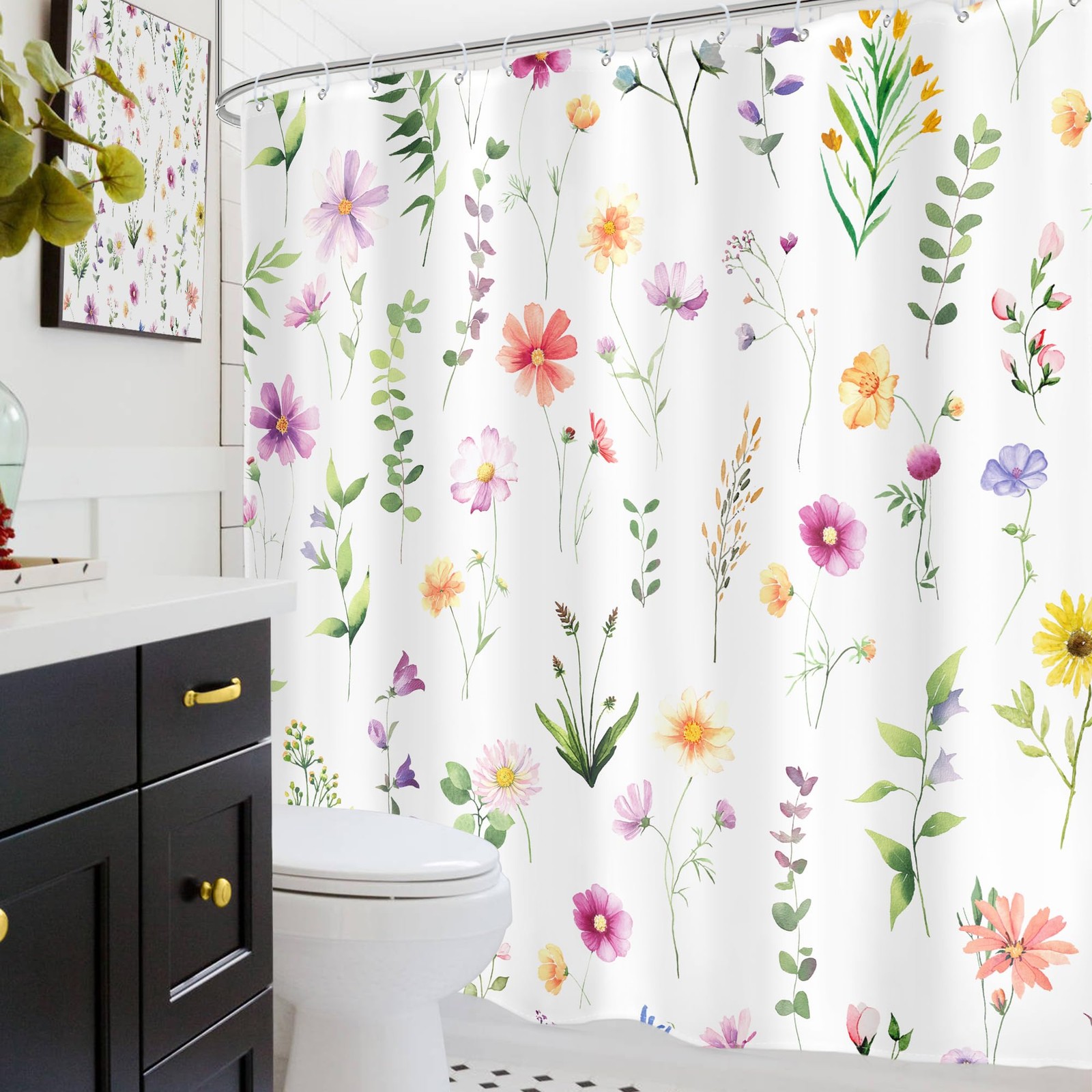 Custom Printed Bath Curtain — custom printed polyester bath curtain detail view