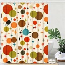 mutakin Mid Century Modern Shower Curtain Abstract Geometric Art Shower Curta... — custom printed polyester bath curtain