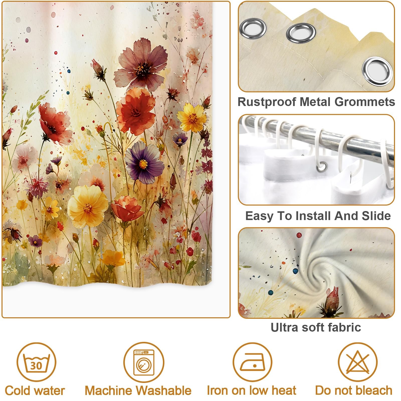 Custom Printed Bath Curtain — custom printed polyester bath curtain detail view