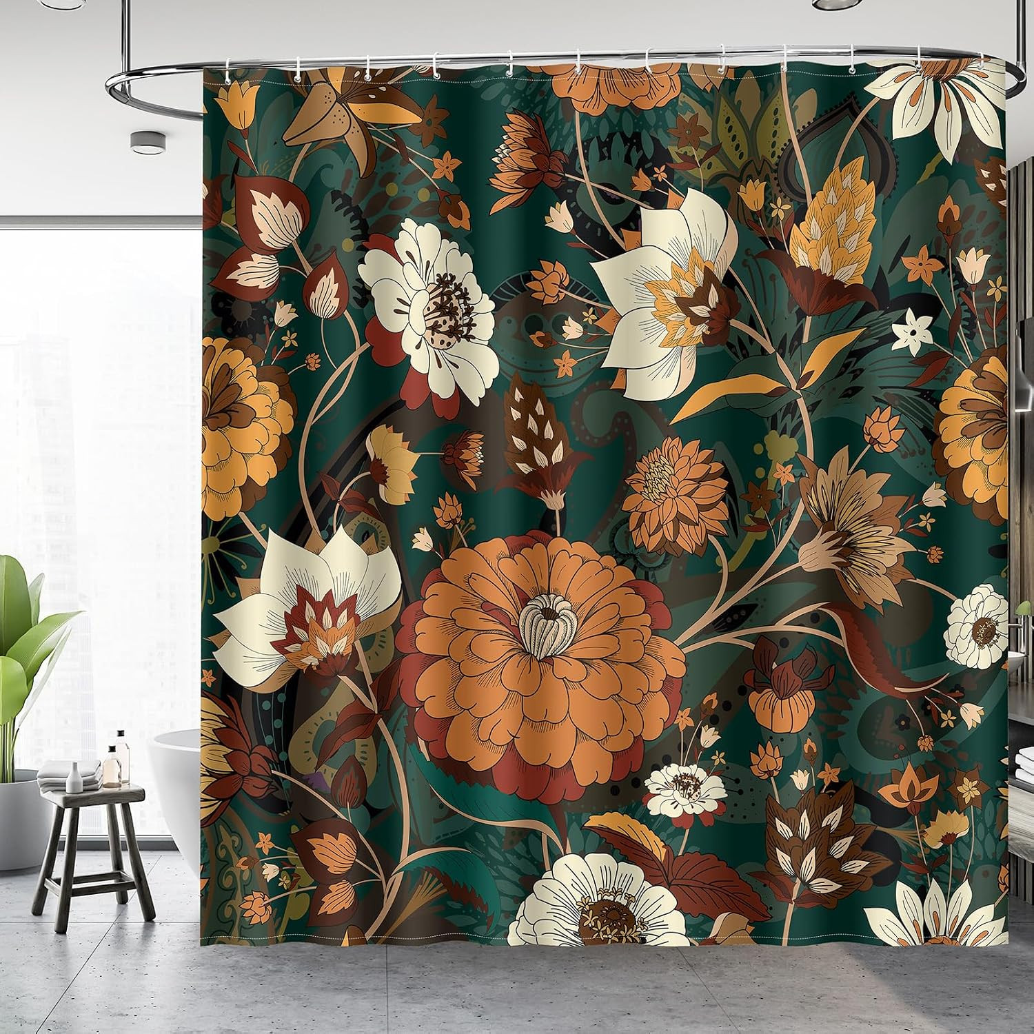 Custom Printed Bath Curtain — custom printed polyester bath curtain detail view