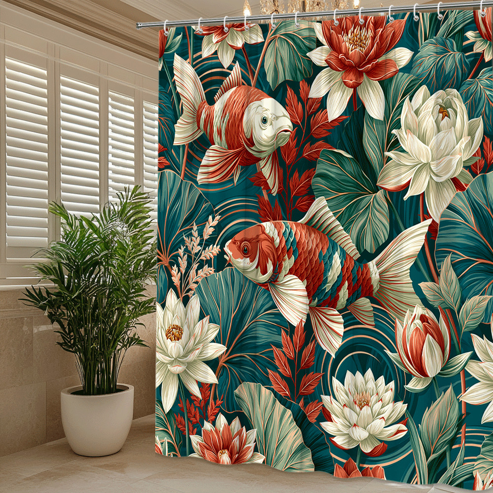 Custom Printed Bath Curtain — custom printed polyester bath curtain detail view