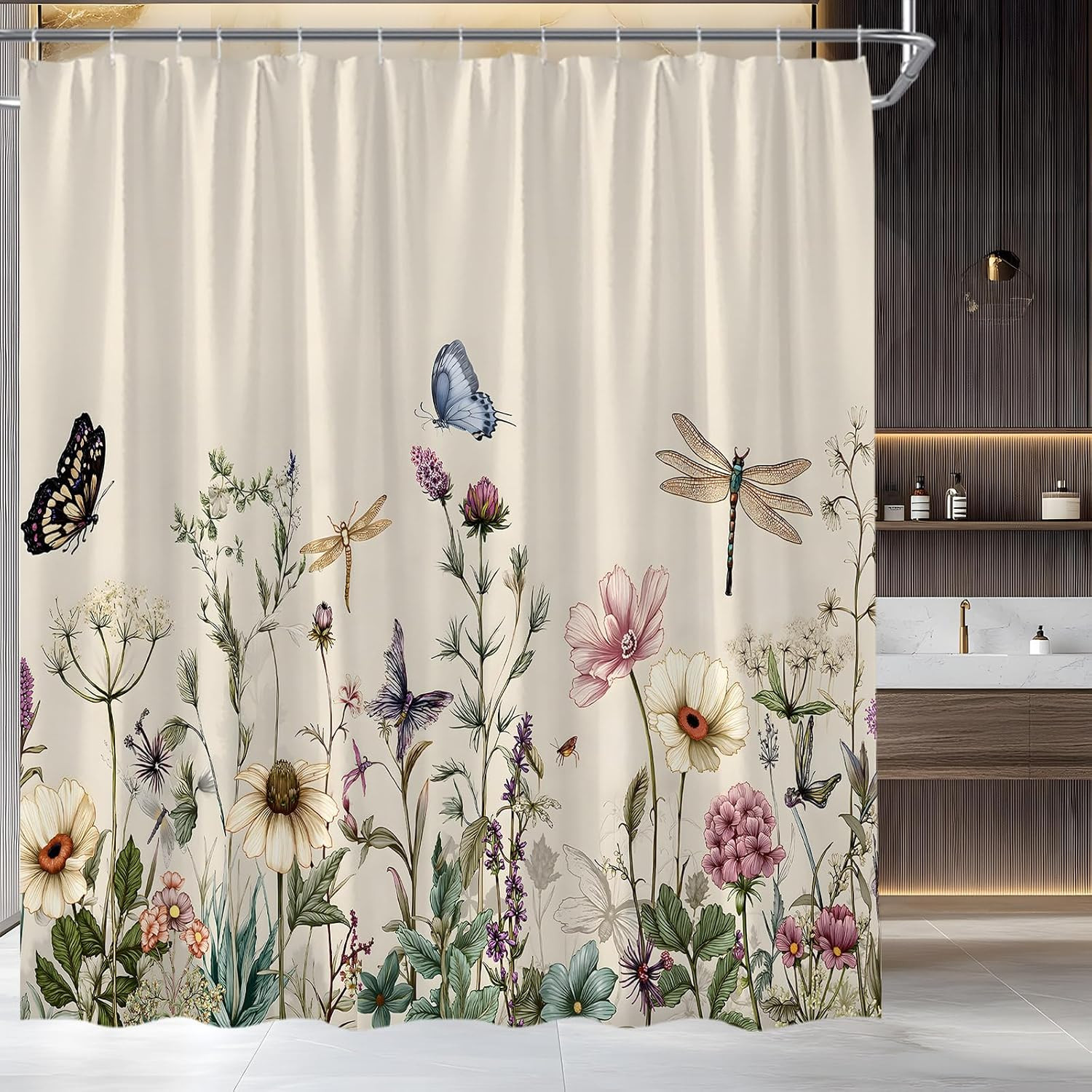 Custom Printed Bath Curtain — custom printed polyester bath curtain detail view