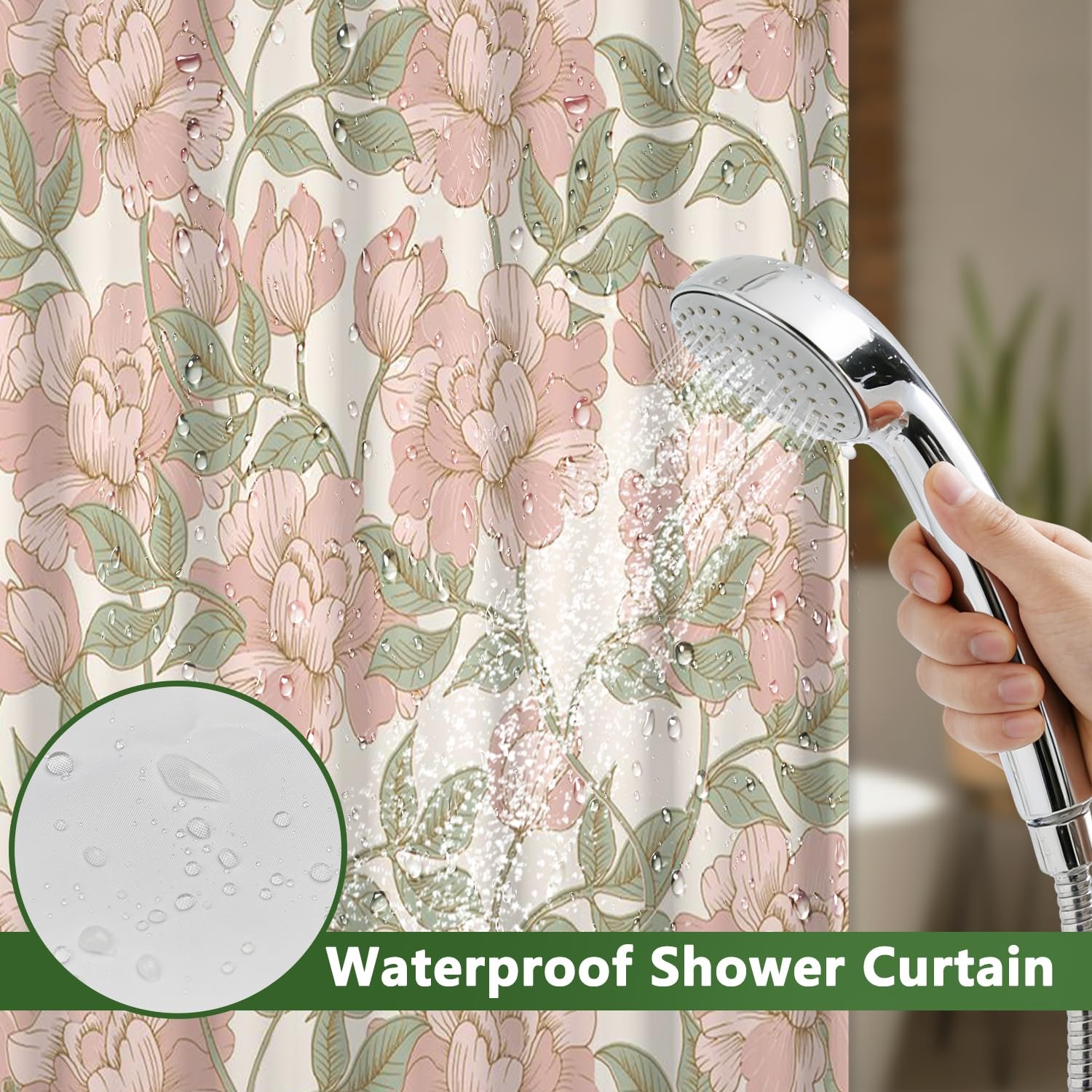 Custom Printed Bath Curtain — custom printed polyester bath curtain detail view