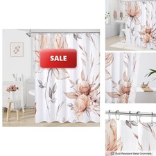 Litabel Boho Watercolor Floral Shower Curtain 72x78 Orange Grey — custom printed polyester bath curtain