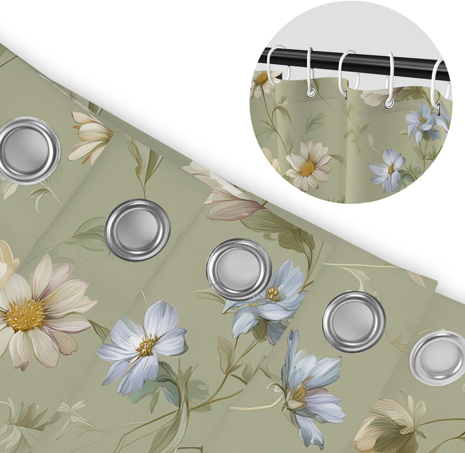 Custom Printed Bath Curtain — custom printed polyester bath curtain detail view