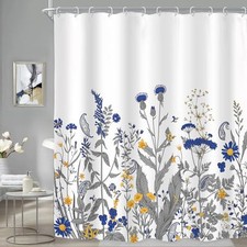 Floral Wildflower Shower Curtain for 60"W x 72"L (Pack of 1) 05blue Yellow — custom printed polyester bath curtain