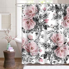 Shower Curtain, for Bathroom Decor 72" x 72", Floral Rose — custom printed polyester bath curtain