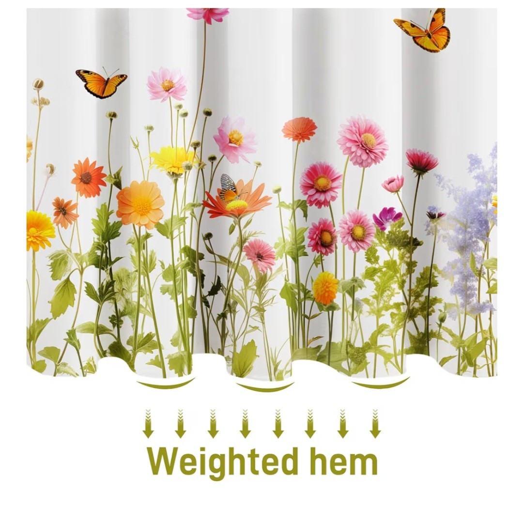Custom Printed Bath Curtain — custom printed polyester bath curtain detail view