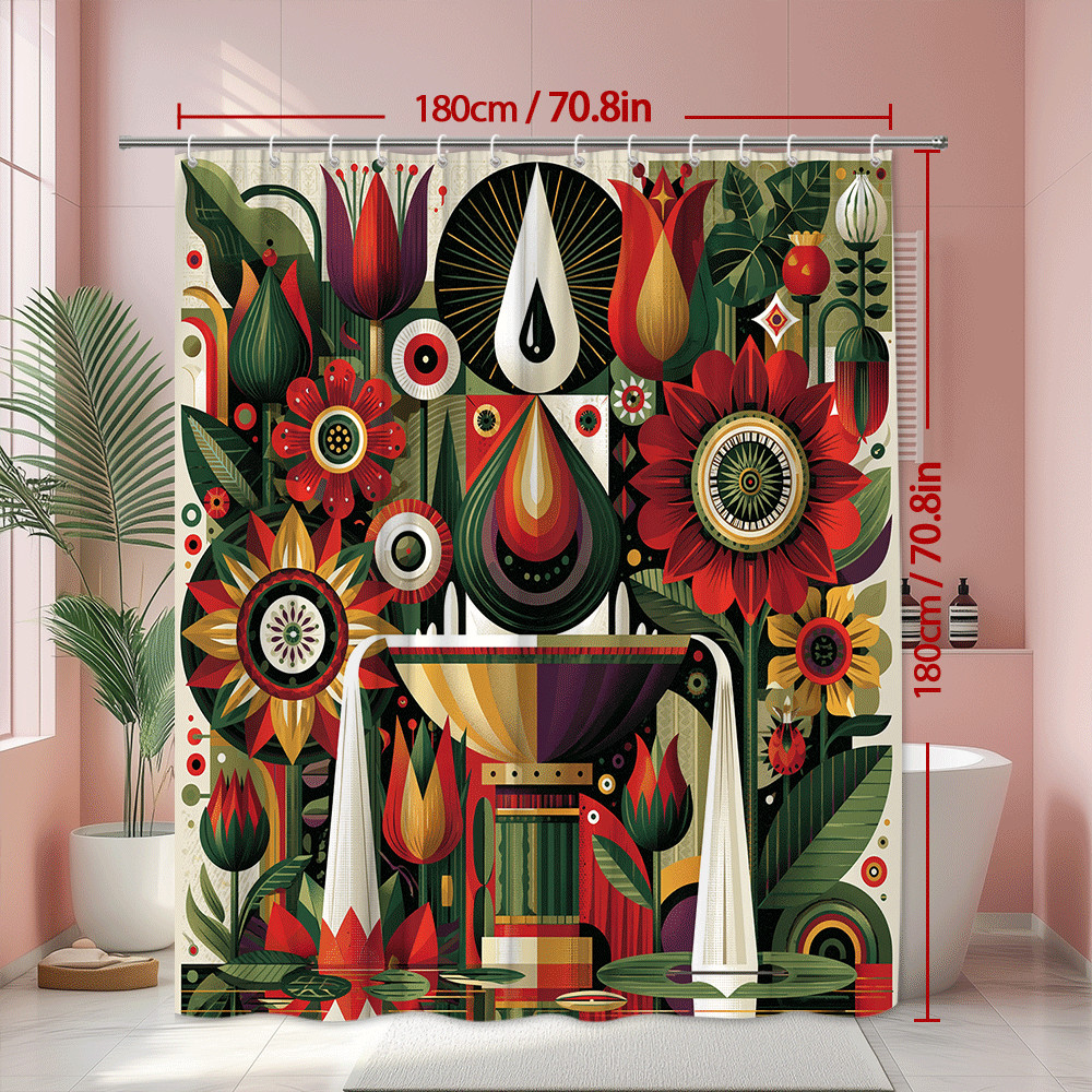 Custom Printed Bath Curtain — custom printed polyester bath curtain detail view