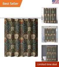 Retro Flower Shower Curtains William Morris Vintage Country Boho Flower Art P... — custom printed polyester bath curtain