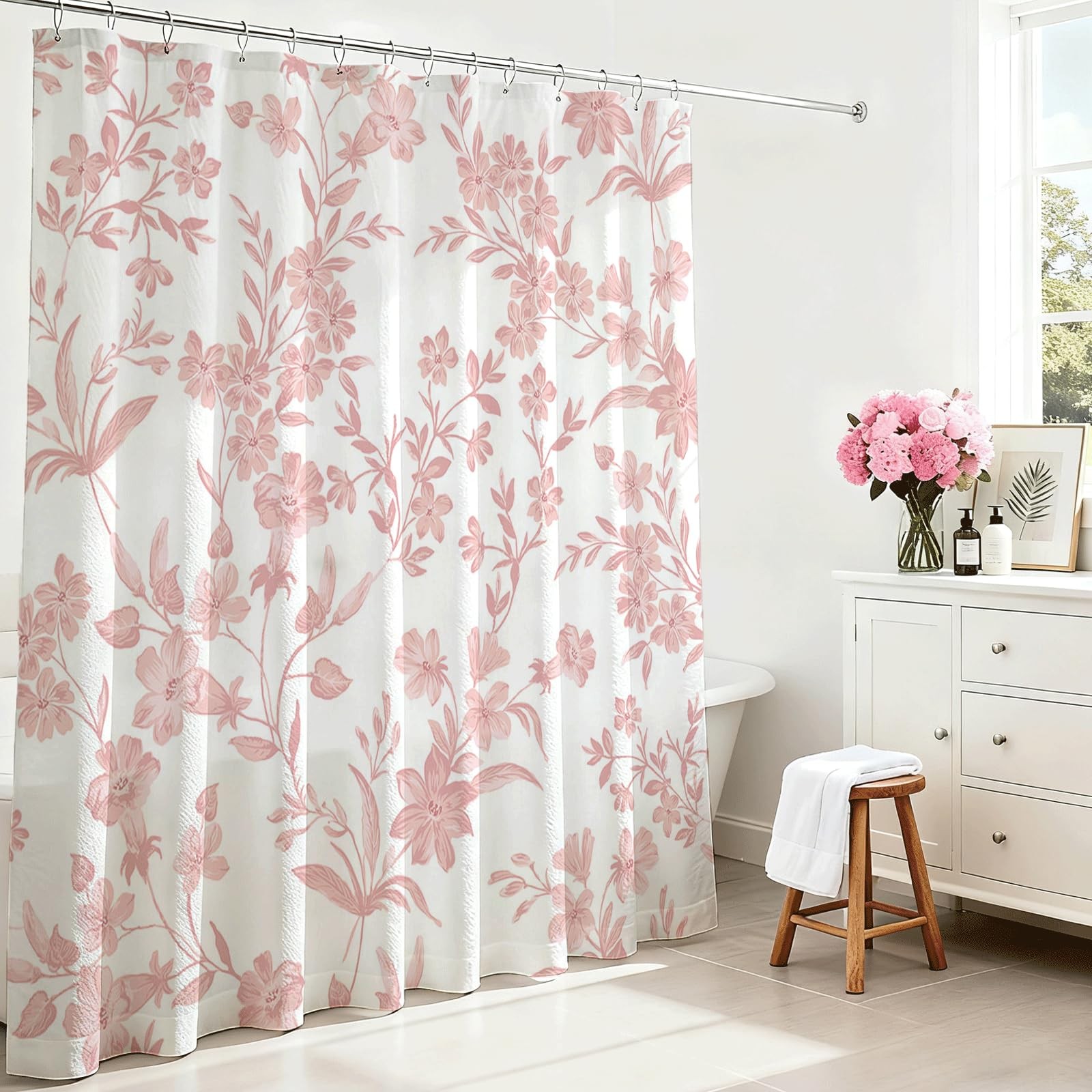 Custom Printed Bath Curtain — custom printed polyester bath curtain detail view