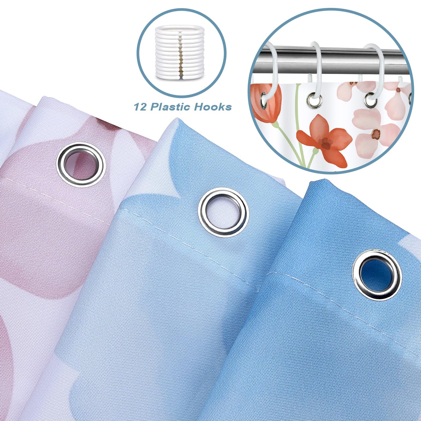 Custom Printed Bath Curtain — custom printed polyester bath curtain detail view