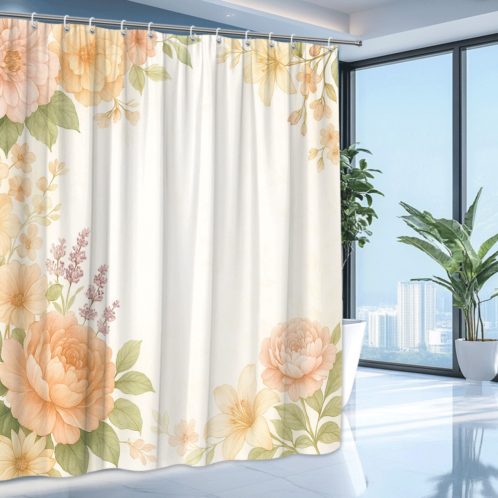 Custom Printed Bath Curtain — custom printed polyester bath curtain detail view