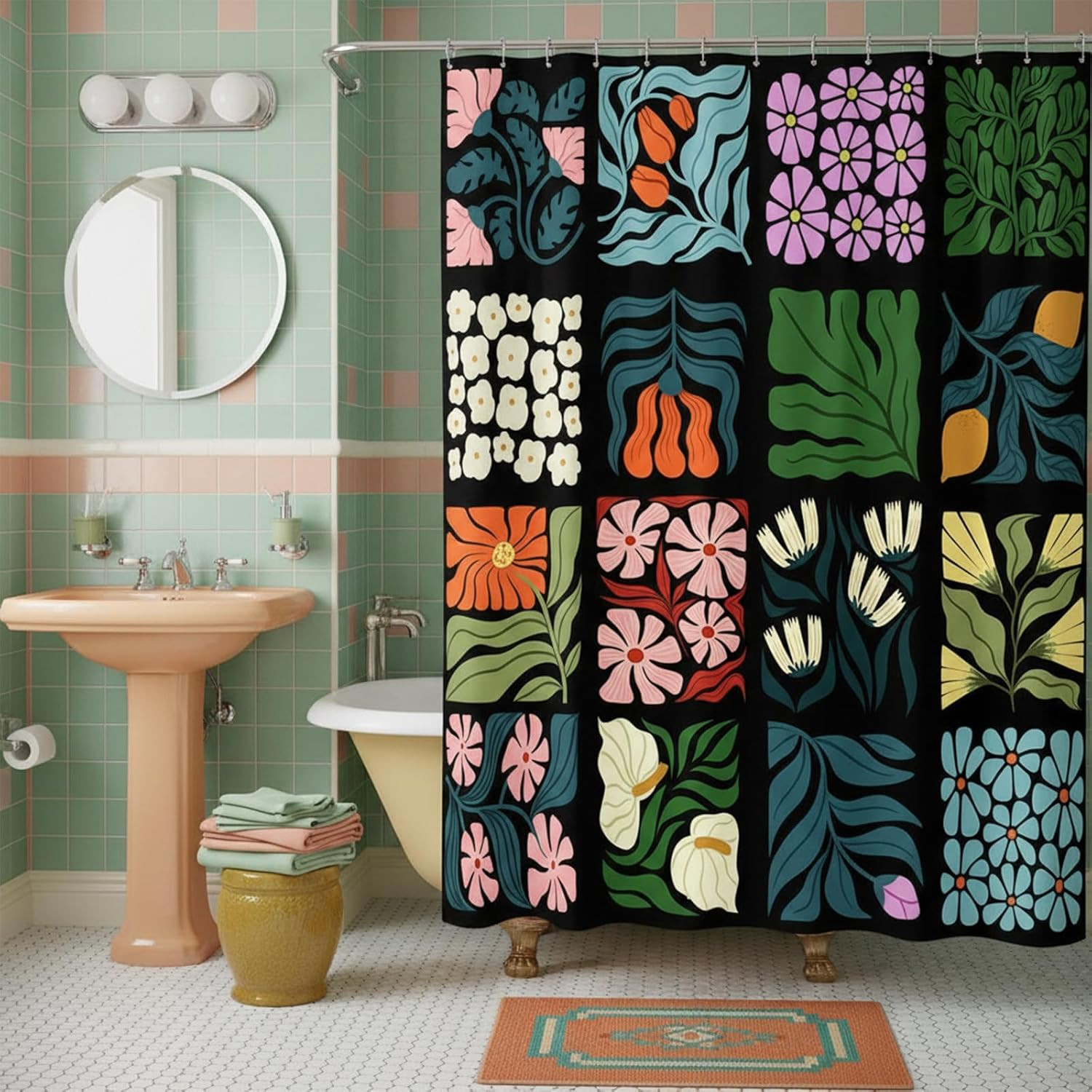 Custom Printed Bath Curtain — custom printed polyester bath curtain detail view