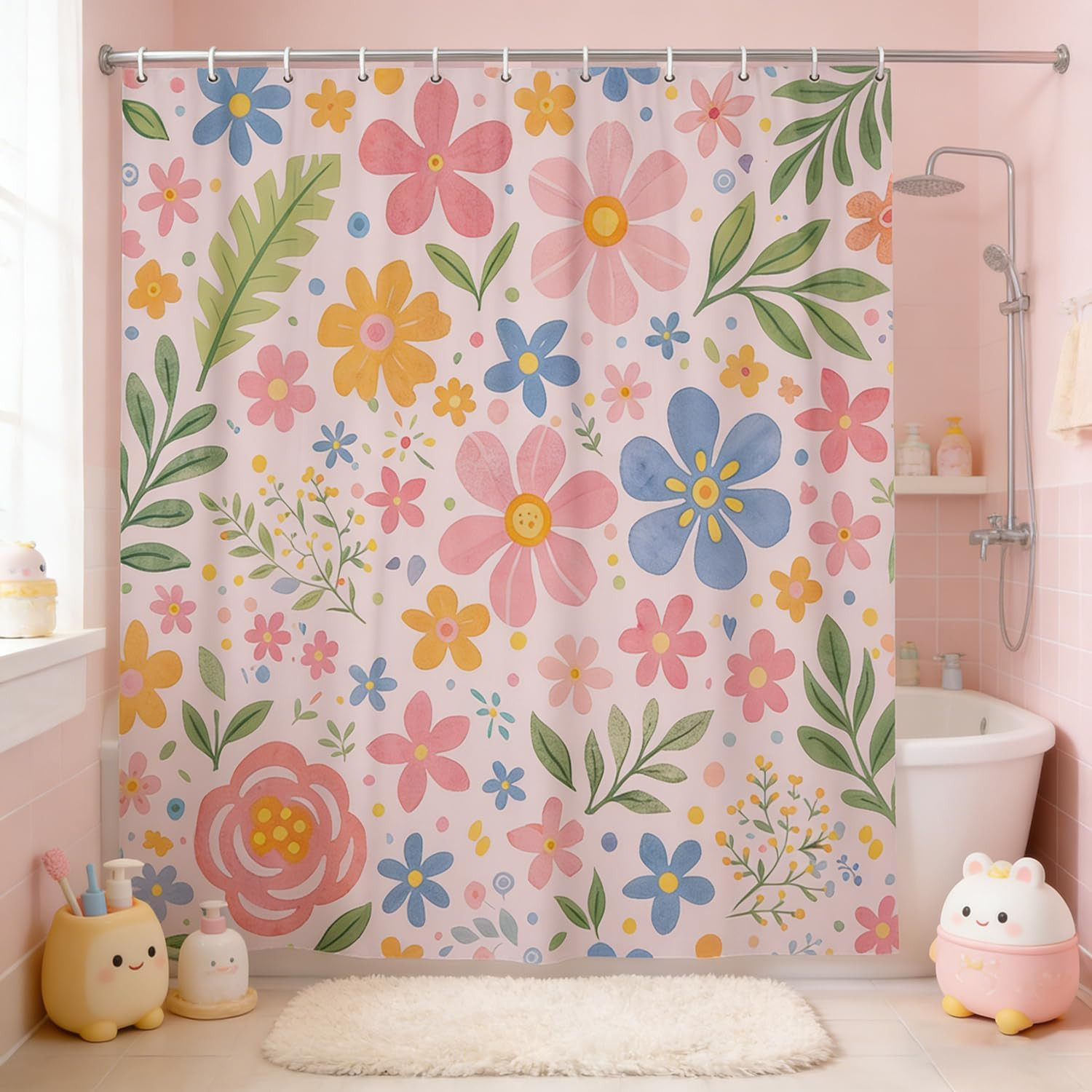Custom Printed Bath Curtain — custom printed polyester bath curtain detail view