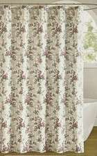 Laura Ashley Shabby Chic Cassidy Pink Cabbage Roses Fabric Shower Curtain — custom printed polyester bath curtain