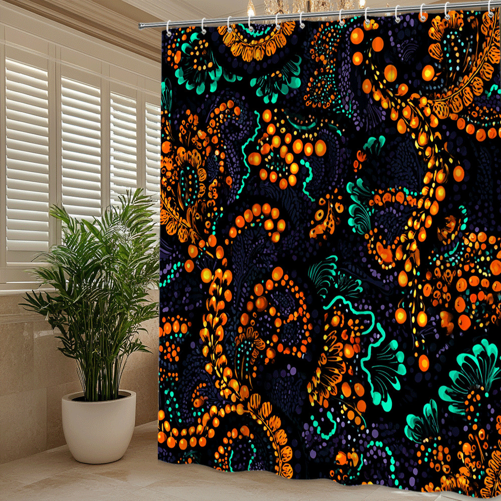 Custom Printed Bath Curtain — custom printed polyester bath curtain detail view