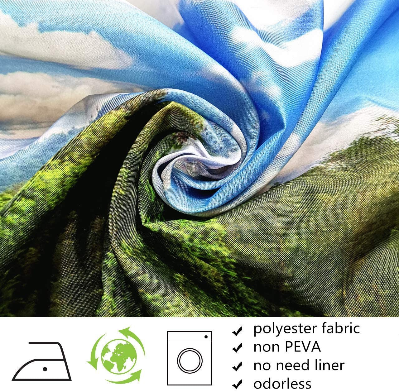 Custom Printed Bath Curtain — custom printed polyester bath curtain detail view