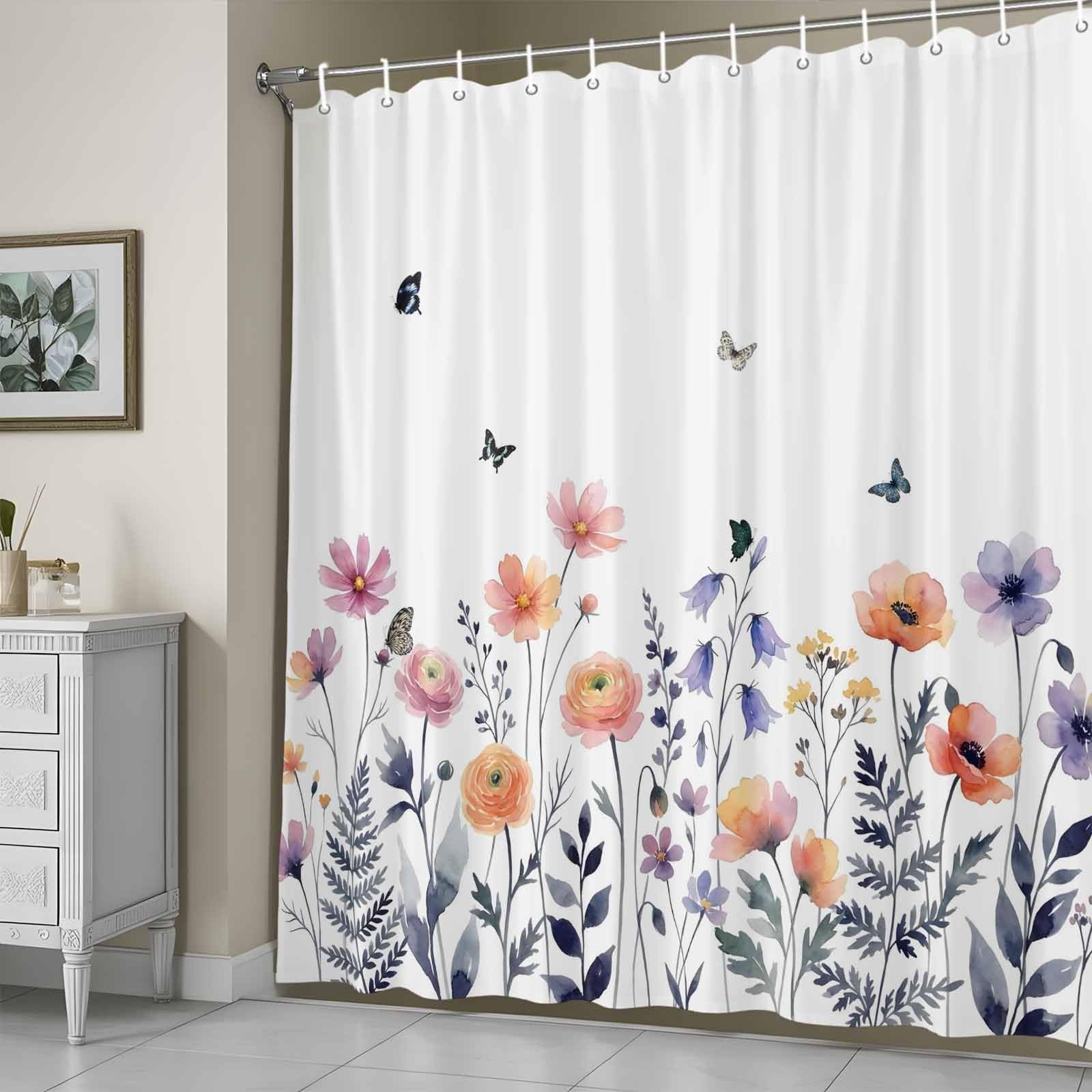 Custom Printed Bath Curtain — custom printed polyester bath curtain detail view