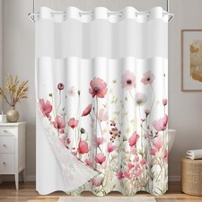Watercolor Floral Shower Curtain with Snap in Liner - Spring Summer Themed Bl... — custom printed polyester bath curtain