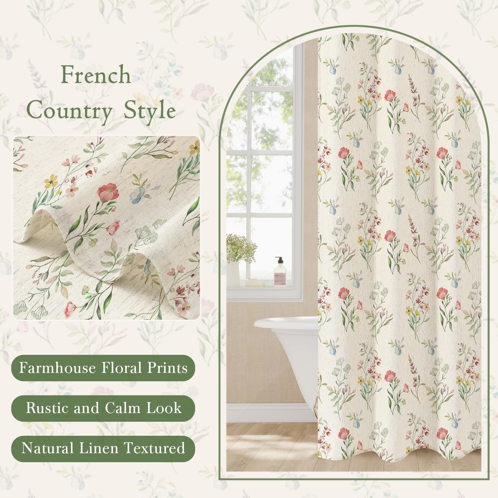 Custom Printed Bath Curtain — custom printed polyester bath curtain detail view