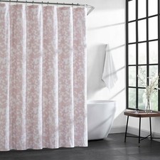 Kenneth Cole York Merrion Pink Floral Cotton Fabric Shower Curtain — custom printed polyester bath curtain