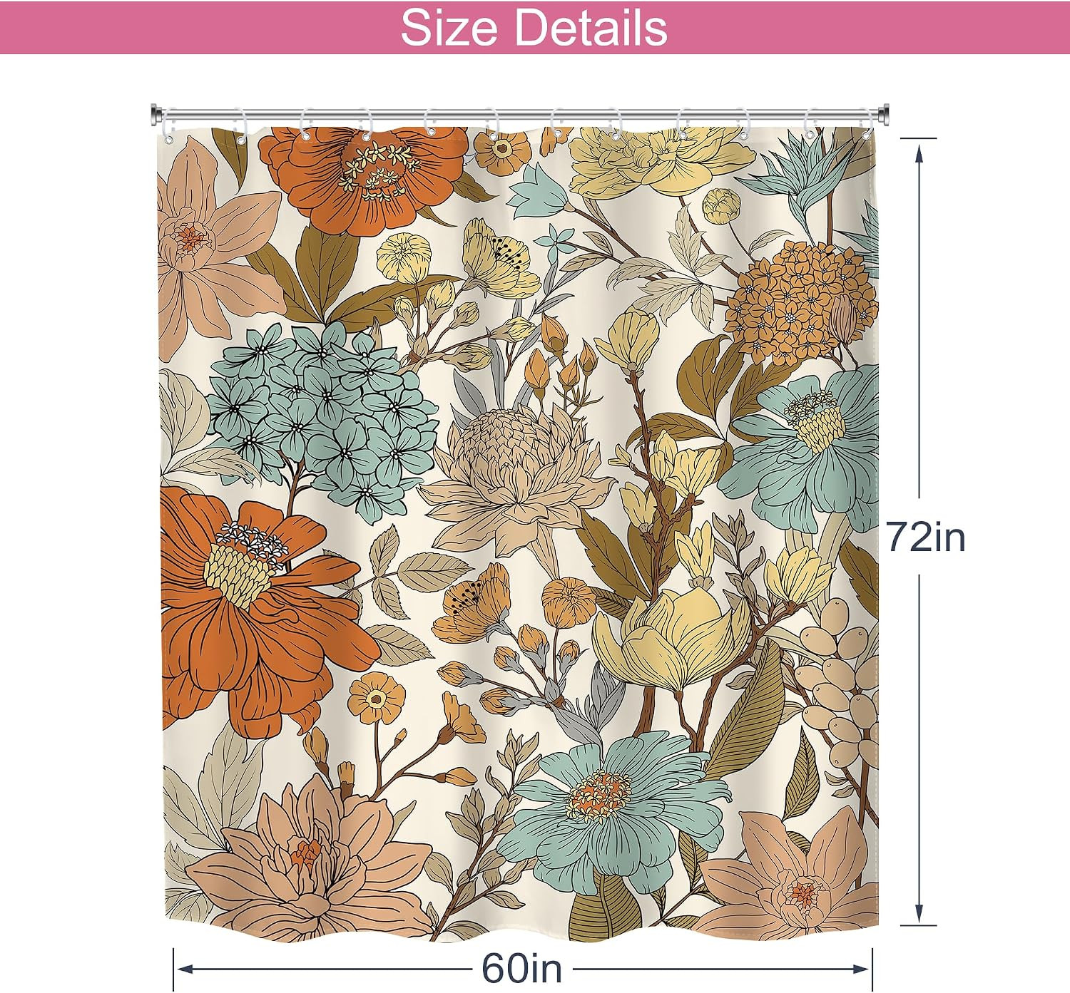 Custom Printed Bath Curtain — custom printed polyester bath curtain detail view
