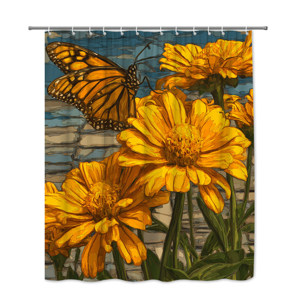Custom Printed Bath Curtain — custom printed polyester bath curtain detail view