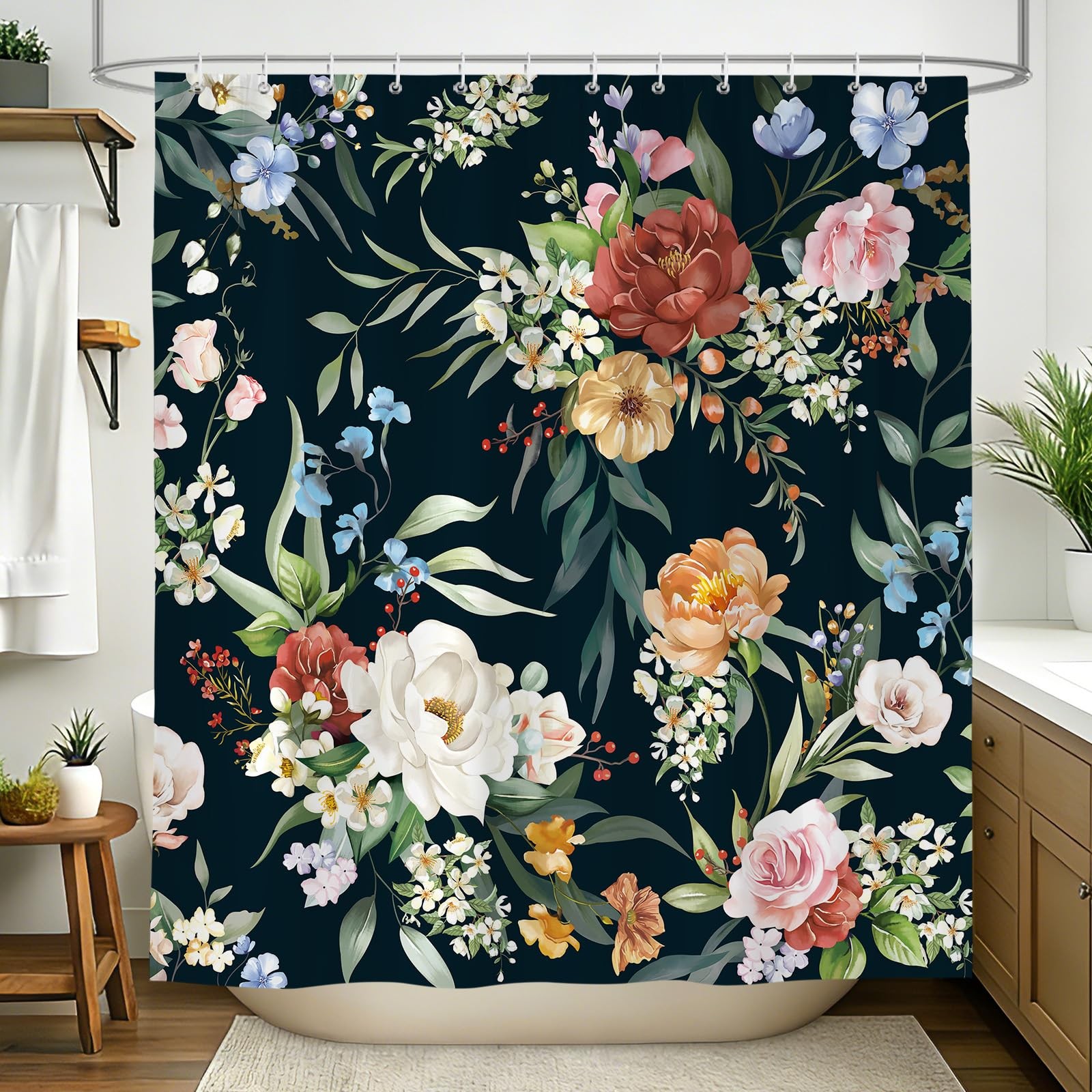 Custom Printed Bath Curtain — custom printed polyester bath curtain detail view